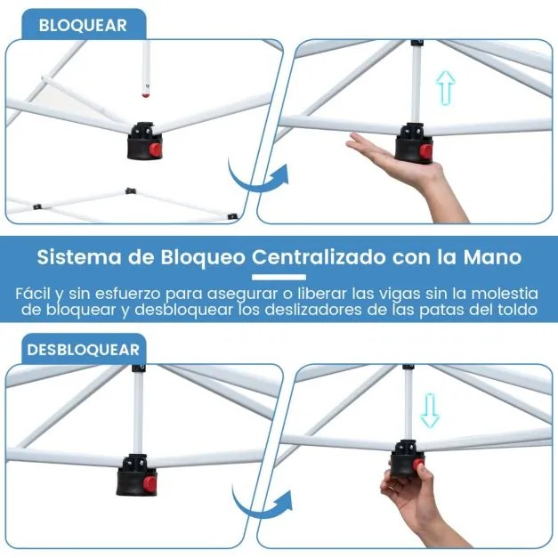 Tenda dobrável 295 x 295 cm para jardim, feiras, eventos com bolsa de transporte teto ventilado Azul