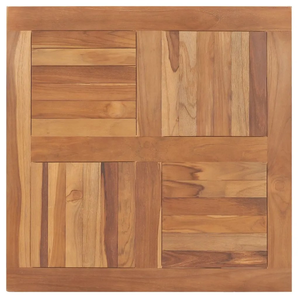 vidaXL Tampo de mesa quadrado 80x80x2,5 cm madeira de teca maciça