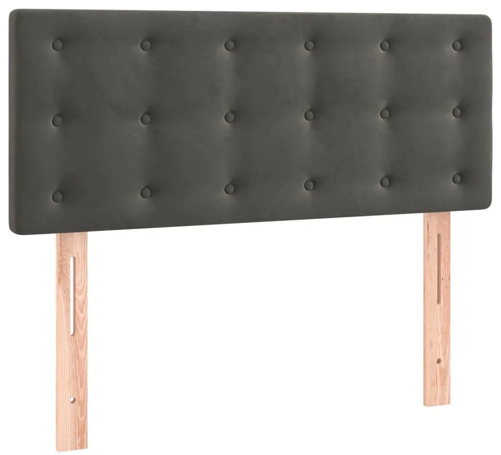 Cama com molas/colchão 90x200 cm veludo cinza-escuro
