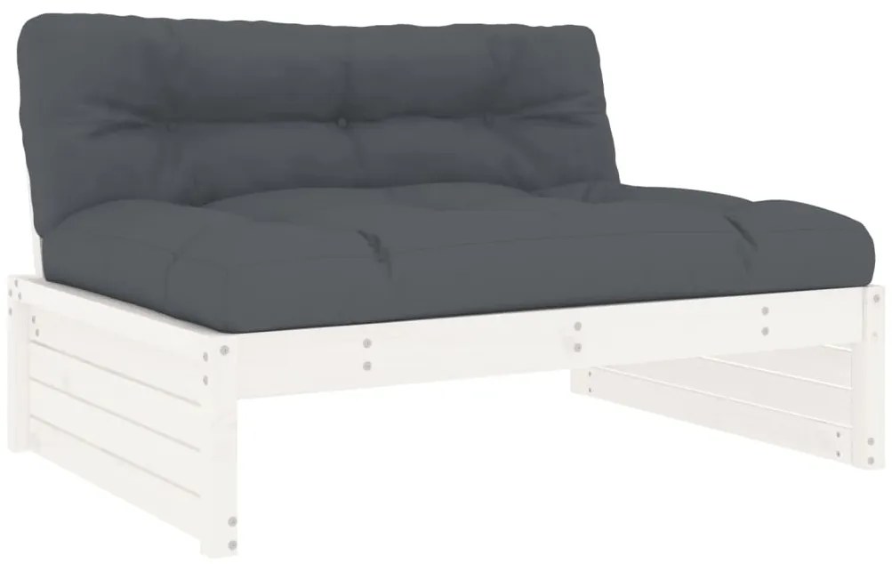 4pcs conjunto lounge jardim c/ almofadões madeira maciça branco