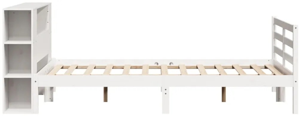 Cama com estante sem colchão 140x190 cm pinho maciço branco
