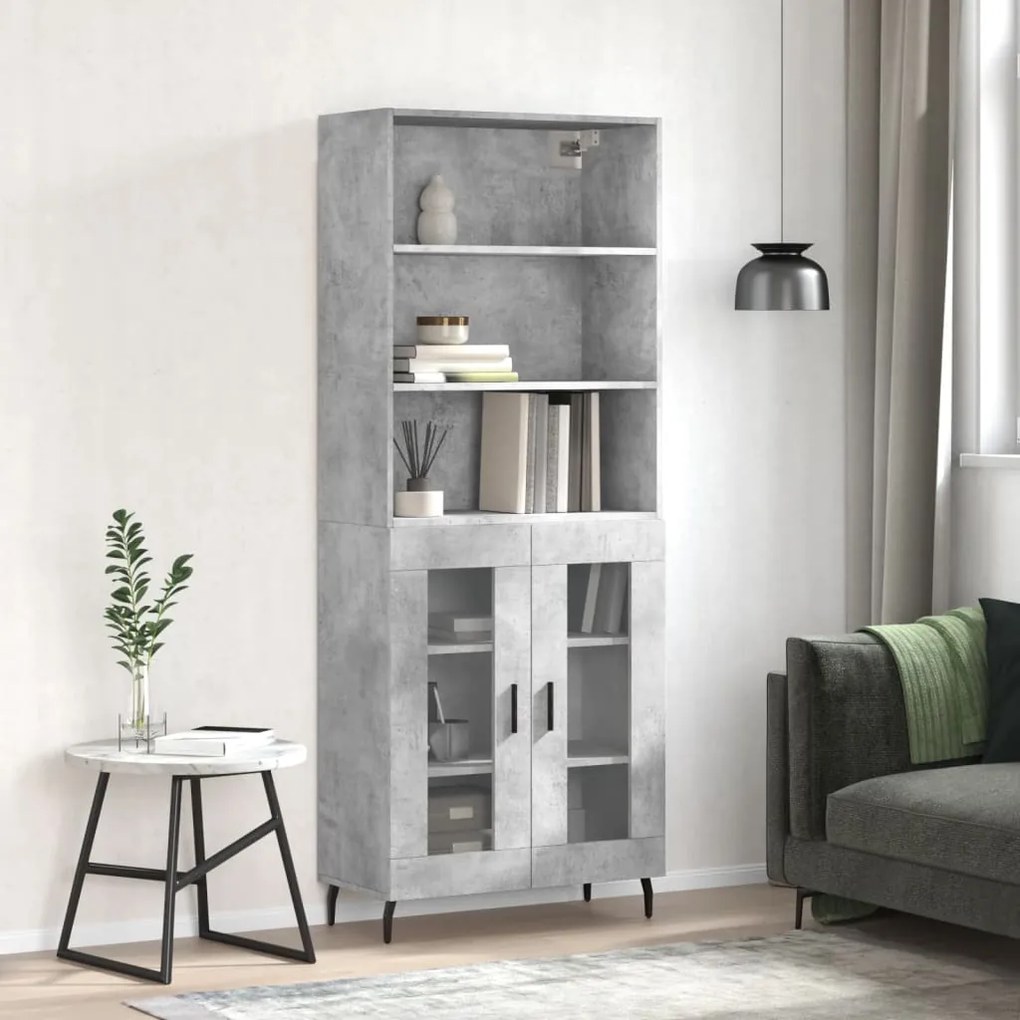 vidaXL Armário alto 69,5x34x180 cm derivados de madeira cinza cimento