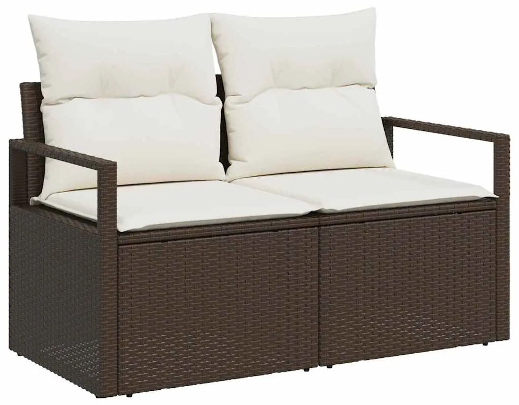 Conjunto de Sofá de Jardim com 8 Peças e Almofadas Castanho em Rattan