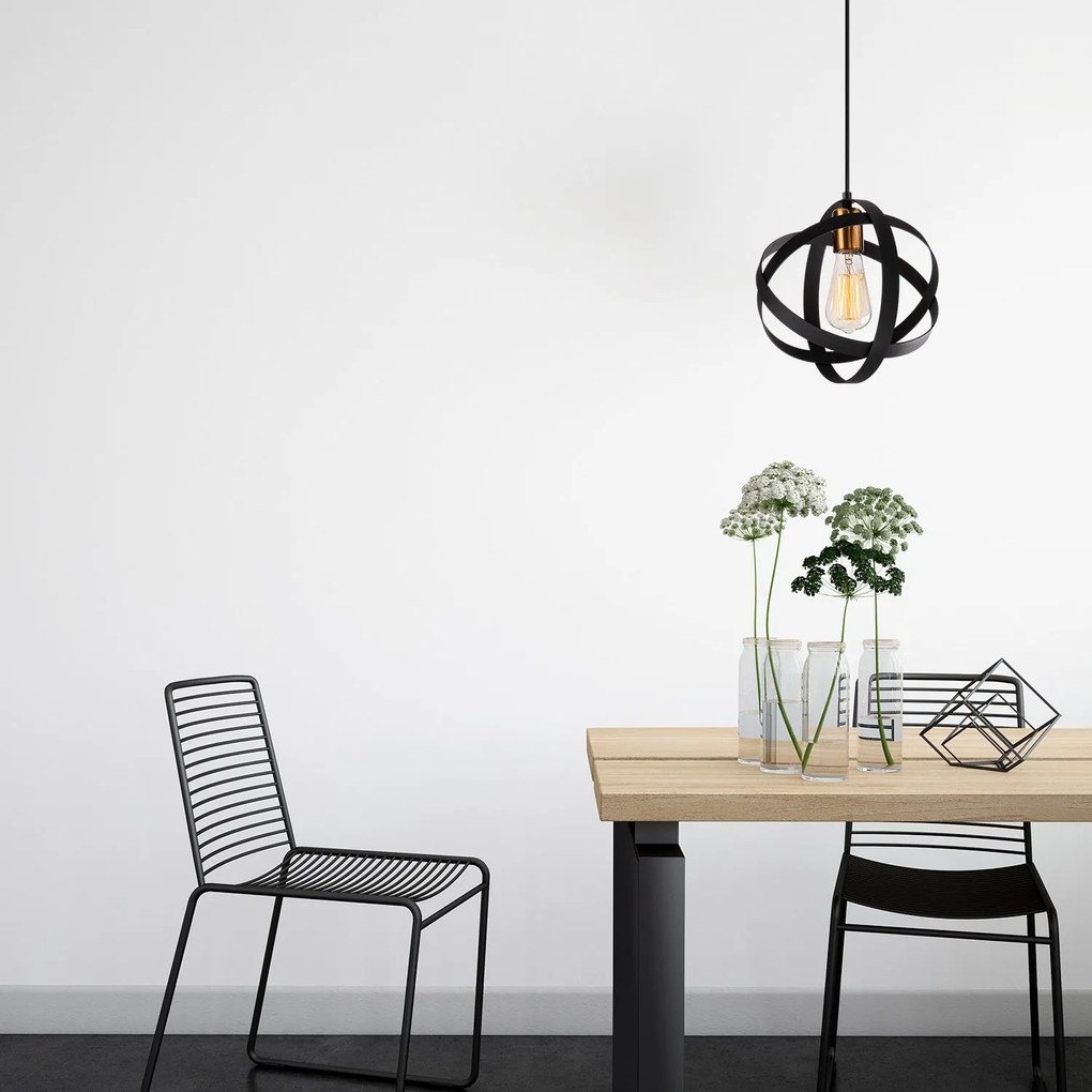 Candeeiro Chandelier Gezegen – Preto Antigo – Diâmetro 25 cm, Altura 1