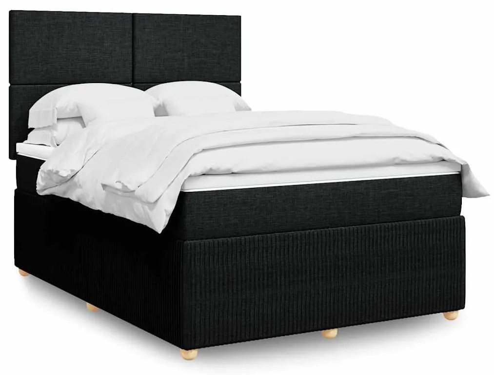 Cama com molas/colchão 140x200 cm tecido preto