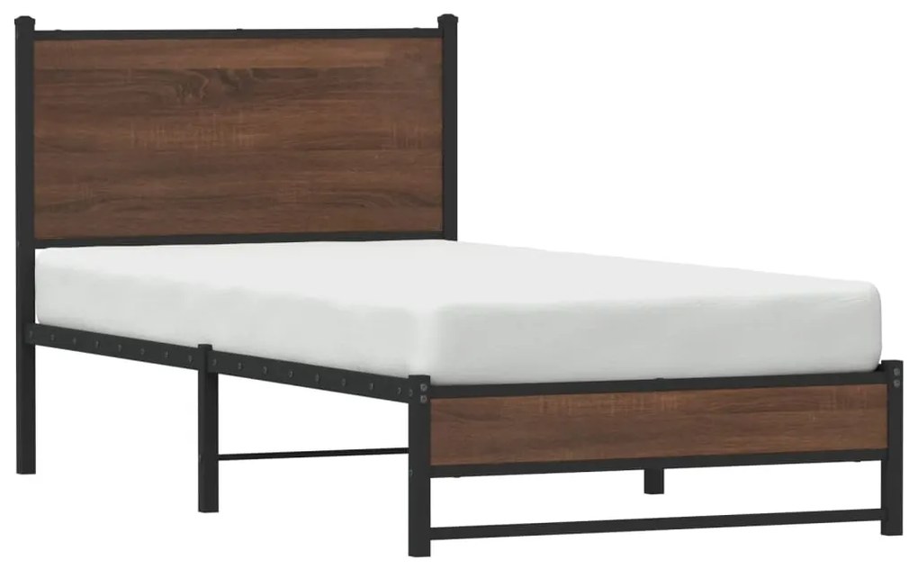 Estrutura de cama sem colchão 80x200 cm metal carvalho castanho