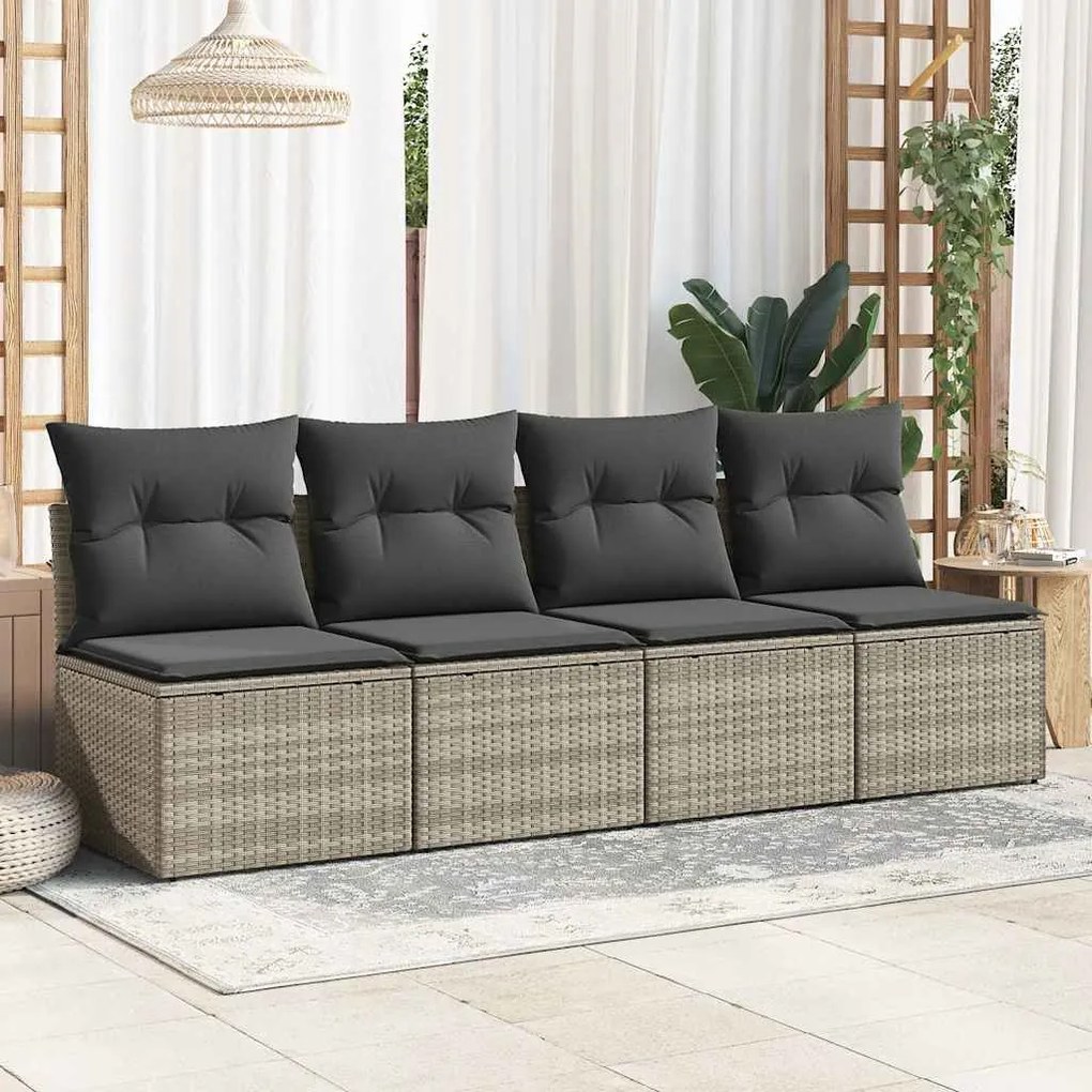 2 pcs conjunto sofás de jardim c/ almofadões acácia e vime PE