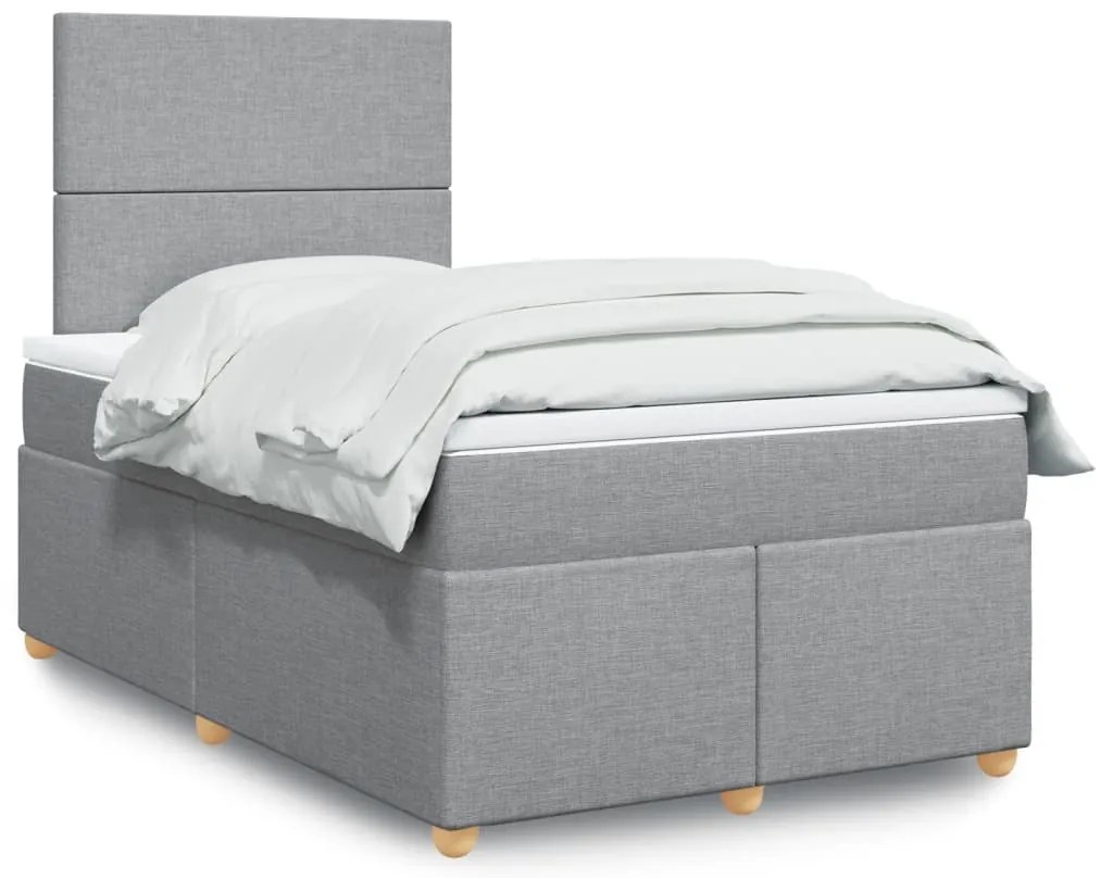 Cama com molas/colchão 120x200 cm tecido cinza-claro