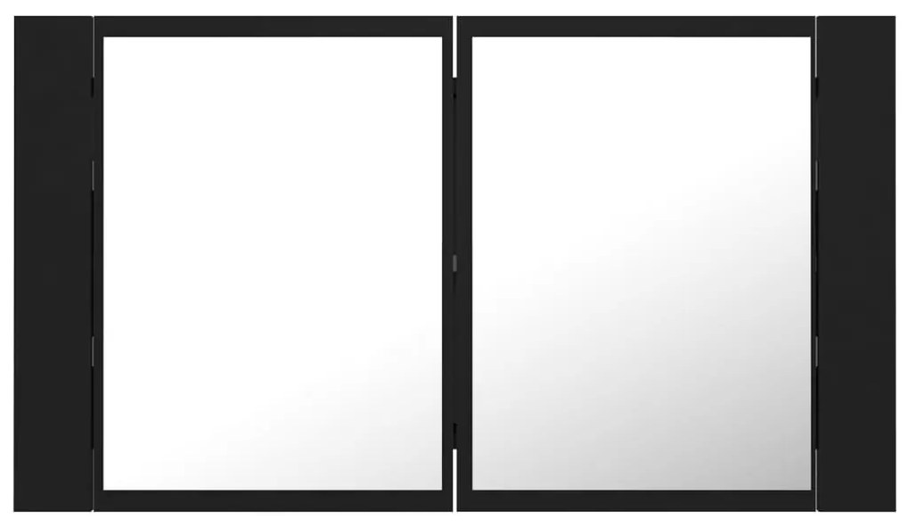 Armário espelhado casa de banho LED 80x12x45 cm acrílico preto