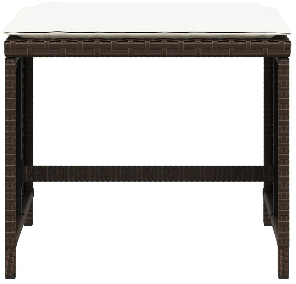 Bancos jardim com almofadões 4 pcs 41x41x36 cm vime PE castanho