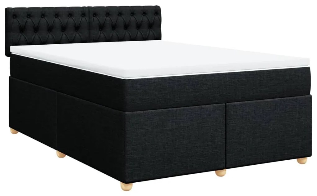 Cama com molas/colchão 140x200 cm tecido preto