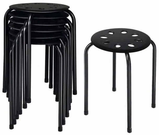 Conjunto de 6 bancos portáteis de plástico empilháveis ​​- multicoloridos