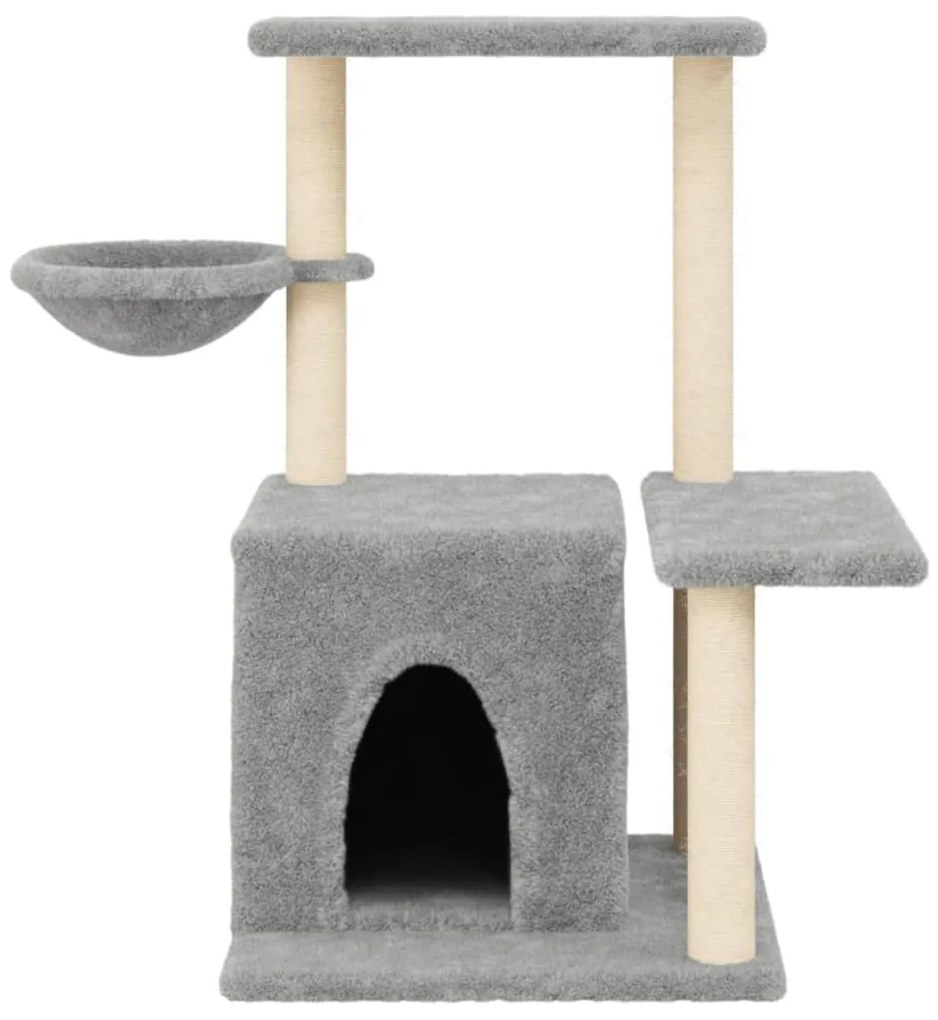 Árvore p/ gatos c/ postes arranhadores sisal 83 cm cinza-claro