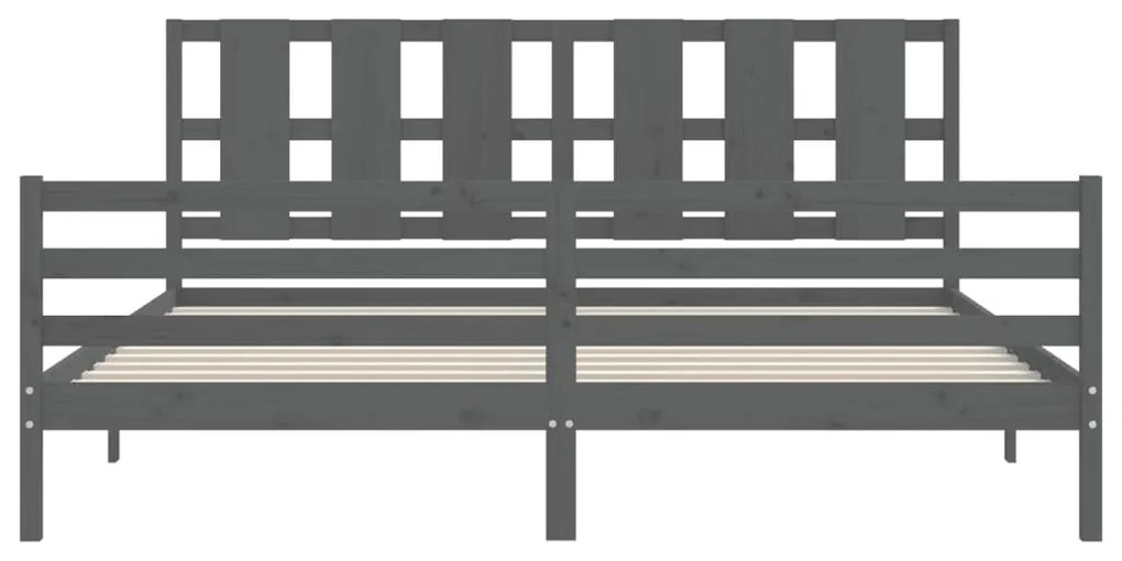 Estrutura de cama com cabeceira 200x200 cm madeira maciça cinza