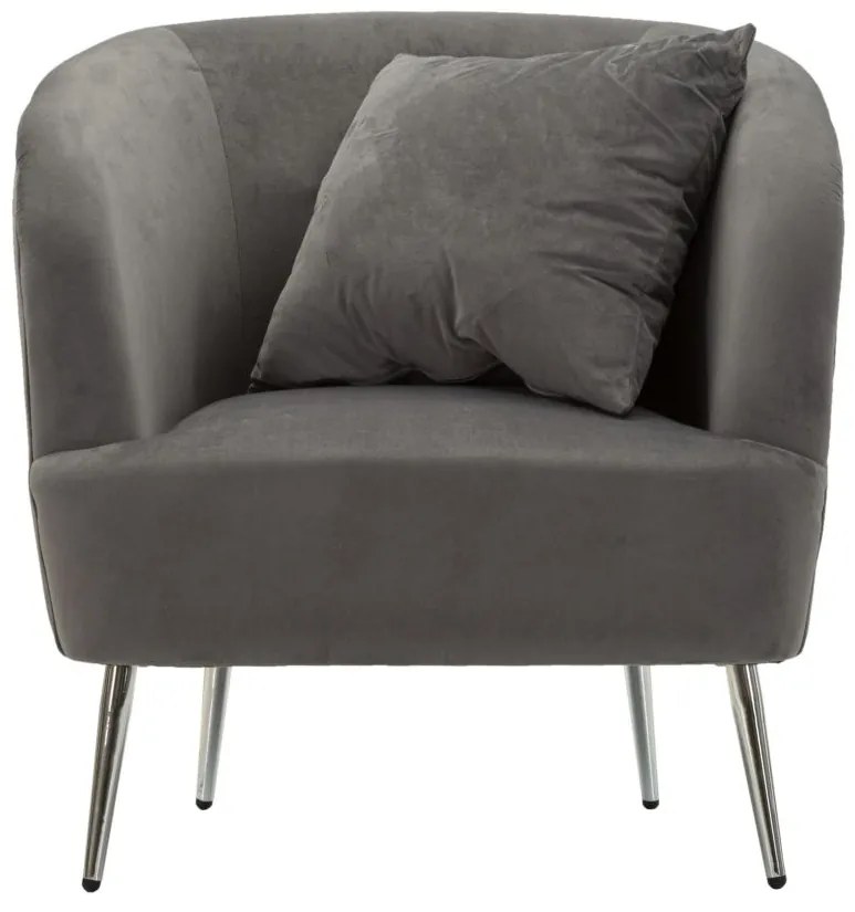 POLTRONA COM ALMOFADA 73X66X78 CM CINZA E PRATEADO