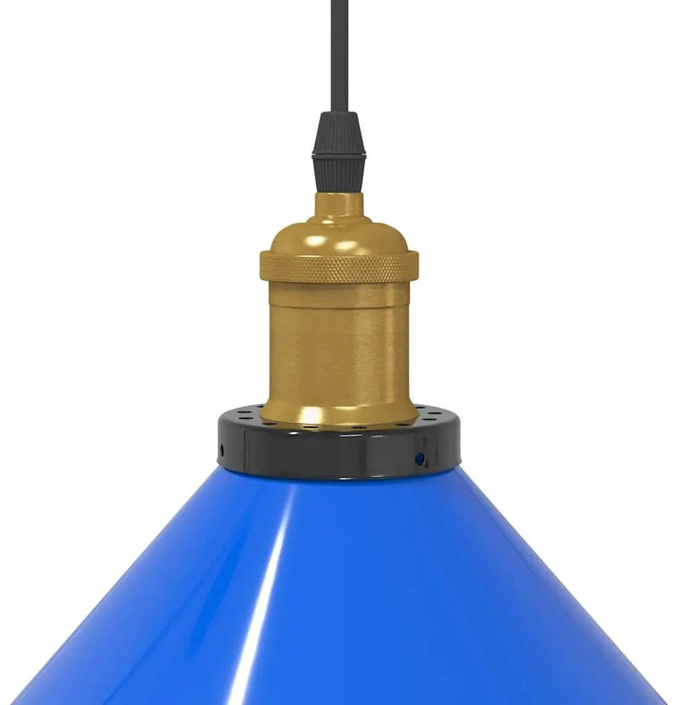 Candeeiro suspenso regulável altura E27 azul escuro Ø22cm