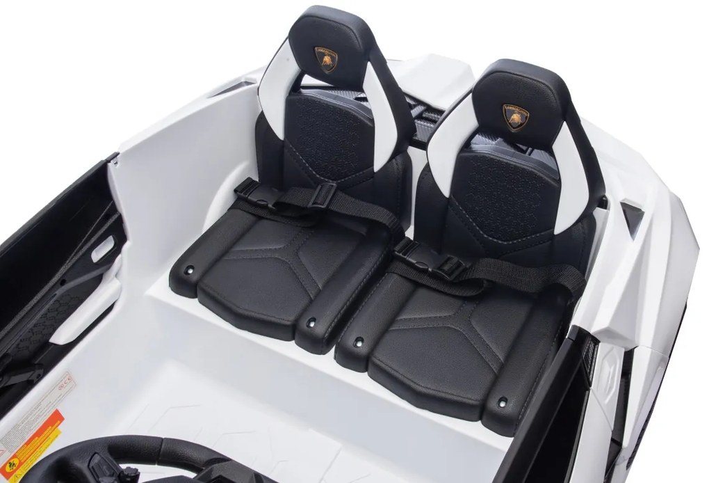 Carro elétrico para Crianças 2 Lugares Lamborghini Revuelto XL STRONG 24V, Rodas AR bombeado, Assento Couro ecológico Branco