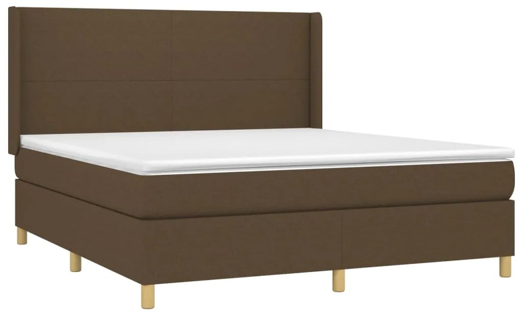 Cama box spring c/ colchão/LED 180x200cm tecido castanho-escuro