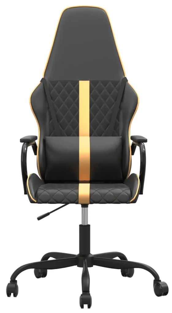 Cadeira gaming de massagens couro artificial dourado e preto