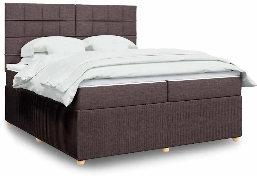 Cama com molas/colchão 200x200 cm tecido castanho-escuro