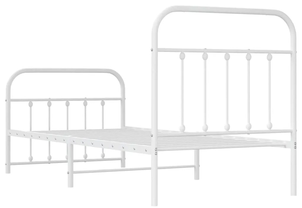 Estrutura de cama com cabeceira e pés 90x190 cm metal branco