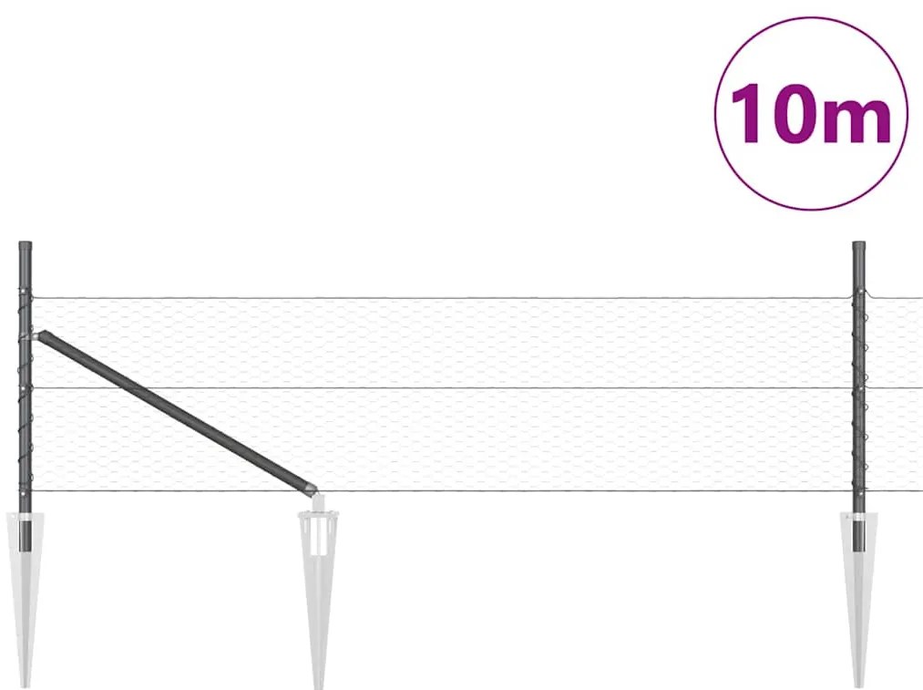 Cerca Hexagonal vidaXL Cinza 0.4x10 m Aço