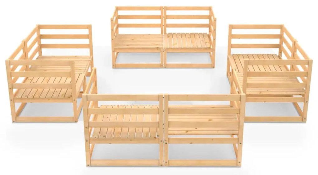 8 pcs conjunto lounge de jardim pinho maciço