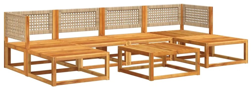 7 pcs conjunto sofás jardim c/almofadões madeira maciça acácia