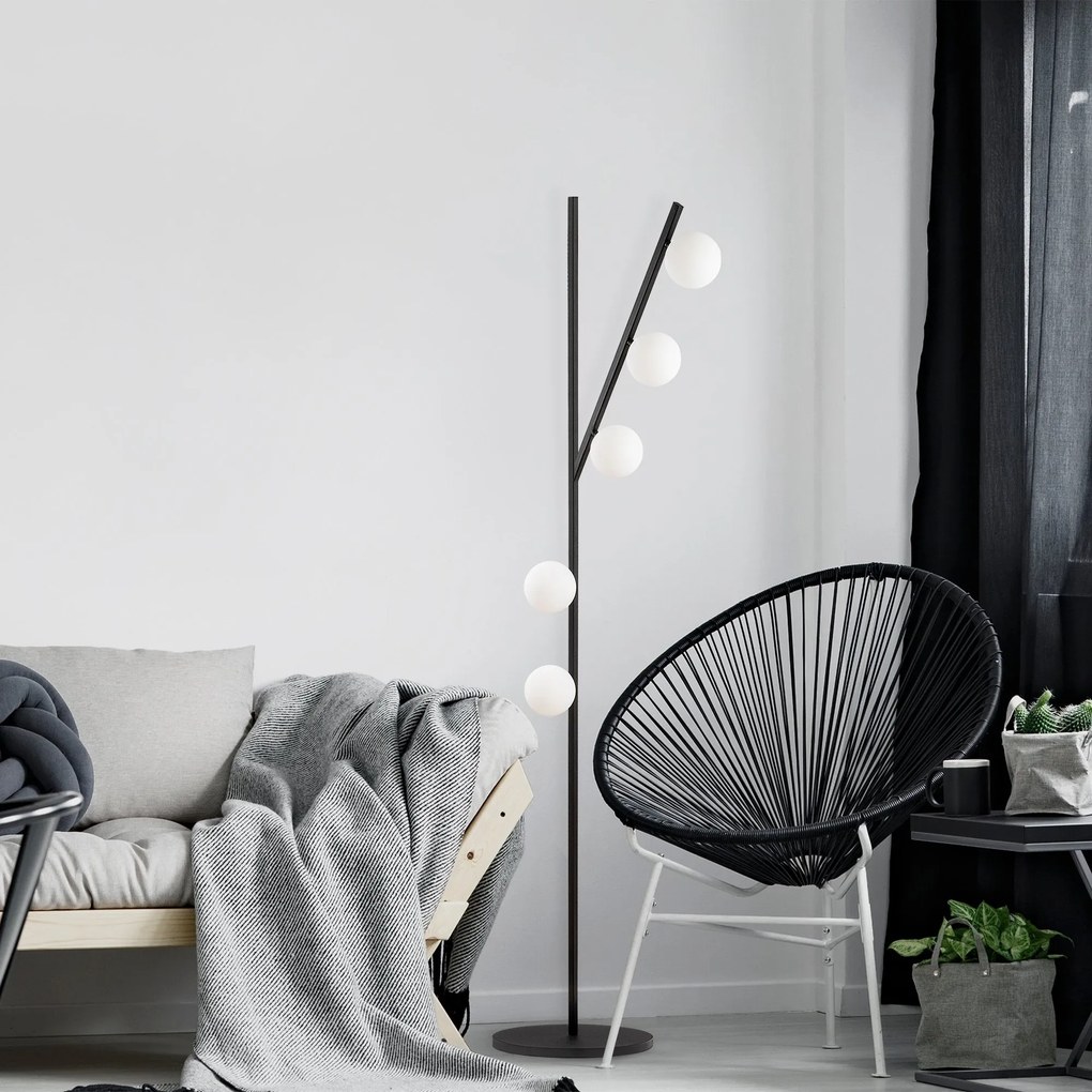 Candeeiro de Pé Domino – Preto e Creme – 31 x 52 x 167 cm
