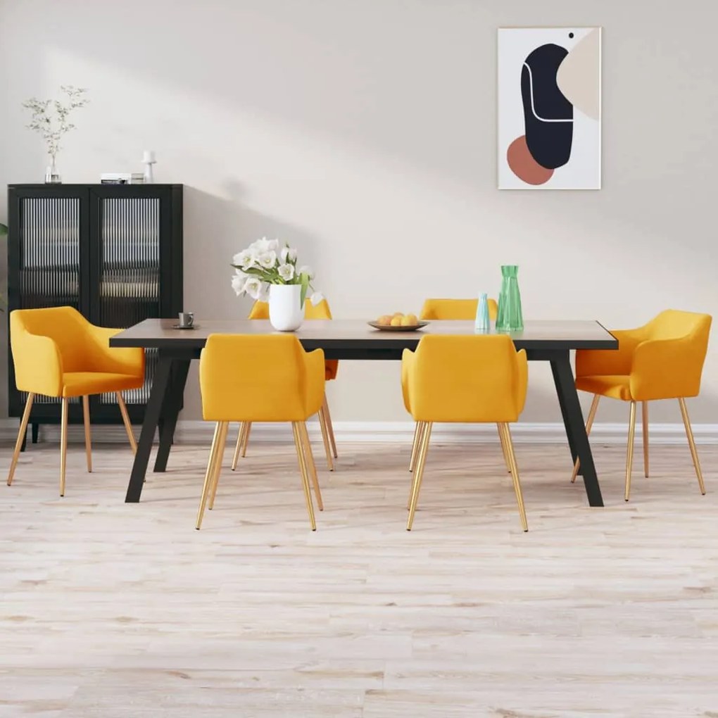 vidaXL Cadeiras de jantar 6 pcs veludo amarelo