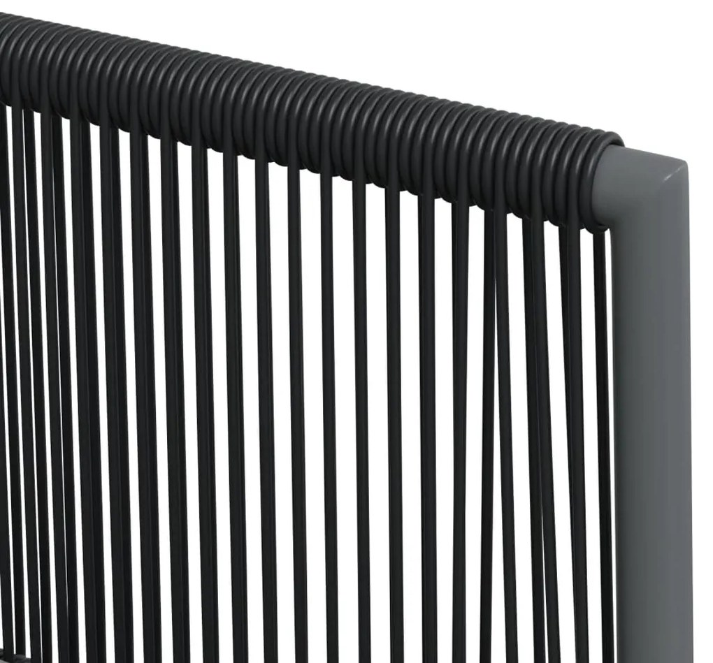 5 pcs conjunto jantar p/ jardim c/ almofadões vime PE/aço preto