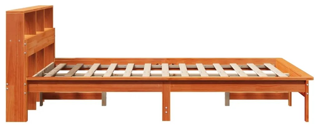 Cama sem colchão 140x200 cm madeira pinho maciça castanho-mel