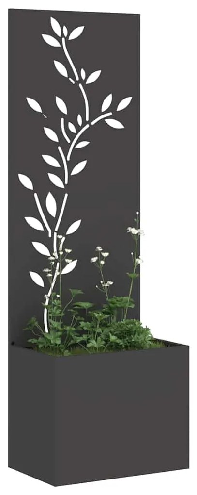 Vaso de Jardim com Painel Decorativo Preto 50 x 140 cm