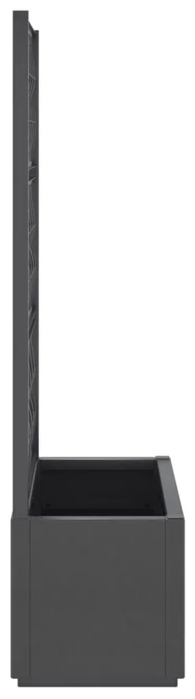 Vaso/floreira de jardim c/ treliça 80x36x140 cm PP cinza-escuro