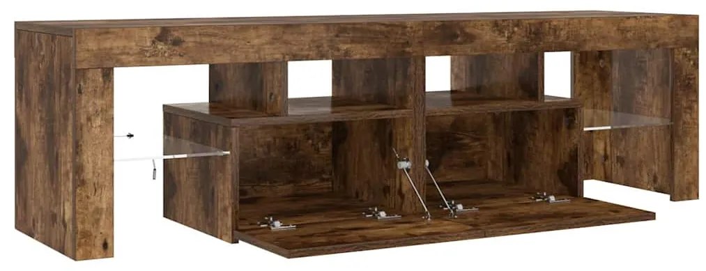 Móvel de TV com luzes LED 140x36,5x40 cm carvalho fumado