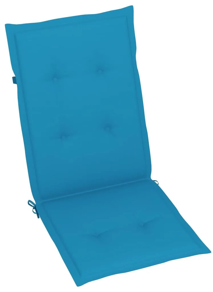 Cadeiras de jardim c/ almofadões azul 4 pcs teca maciça