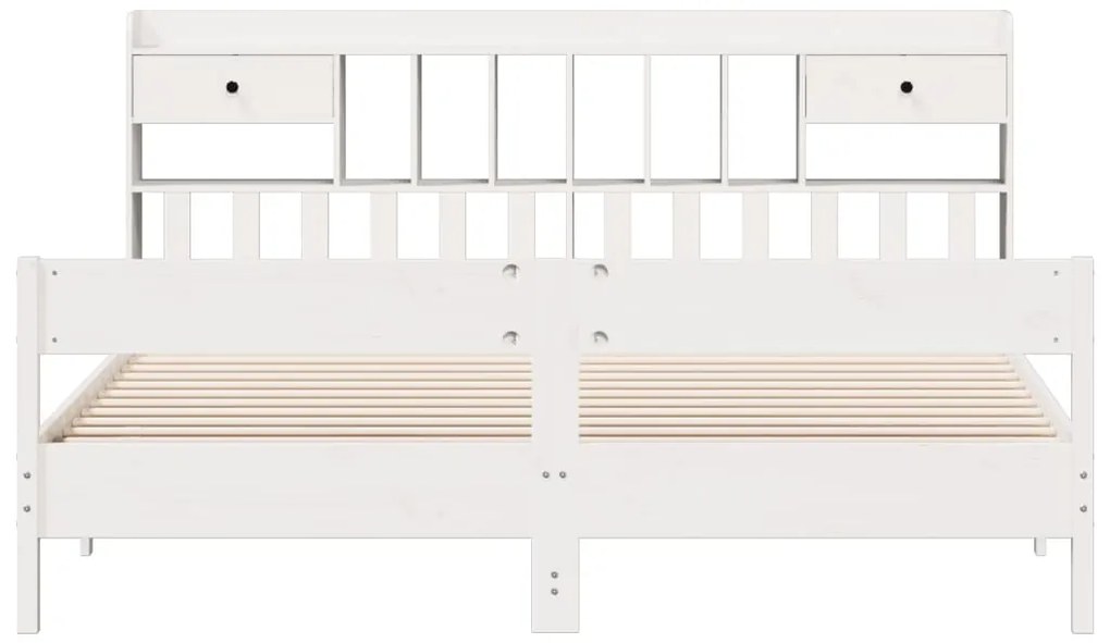 Cama com estante sem colchão 180x200 cm pinho maciço branco