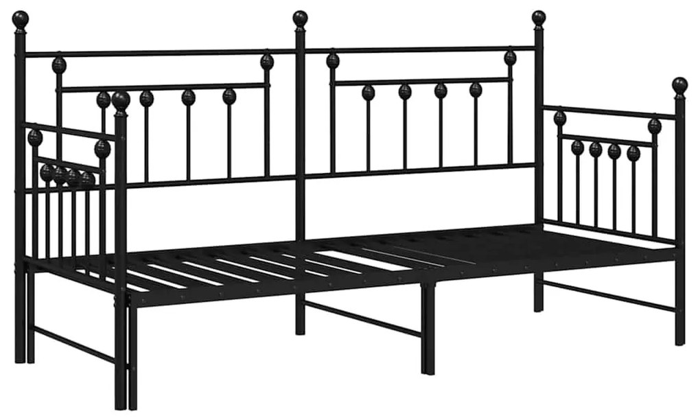 Estrutura de Daybed com Cama Auxiliar Preta 80x200 cm em Aço