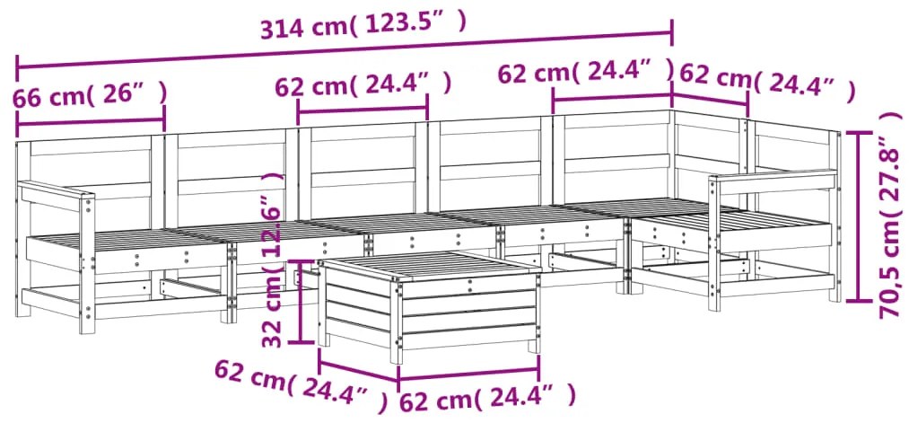 7 pcs conjunto de sofás para jardim pinho maciço branco