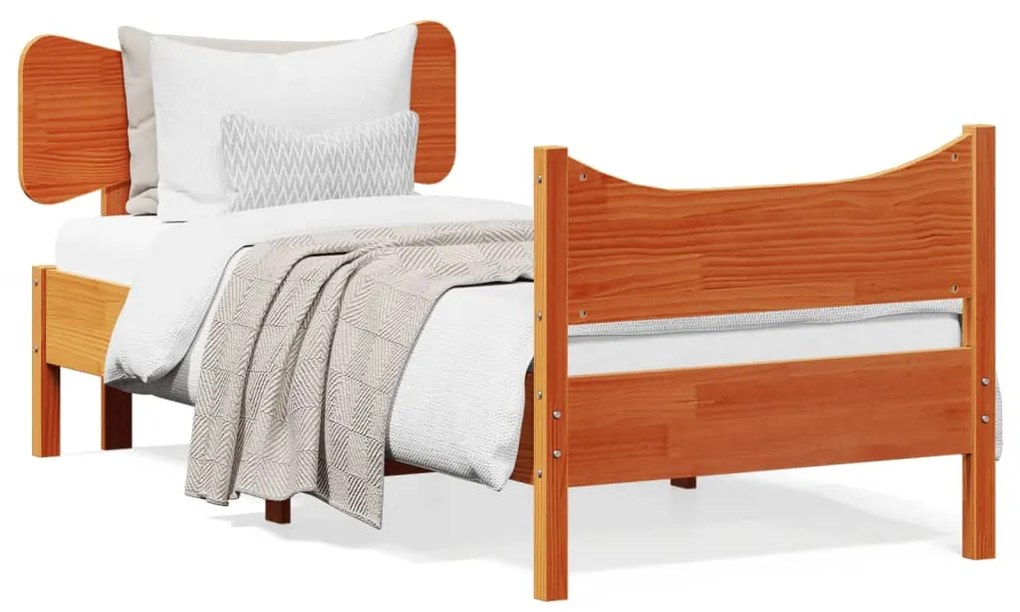 vidaXL Cama sem colchão 90x200 cm pinho maciço castanho-mel