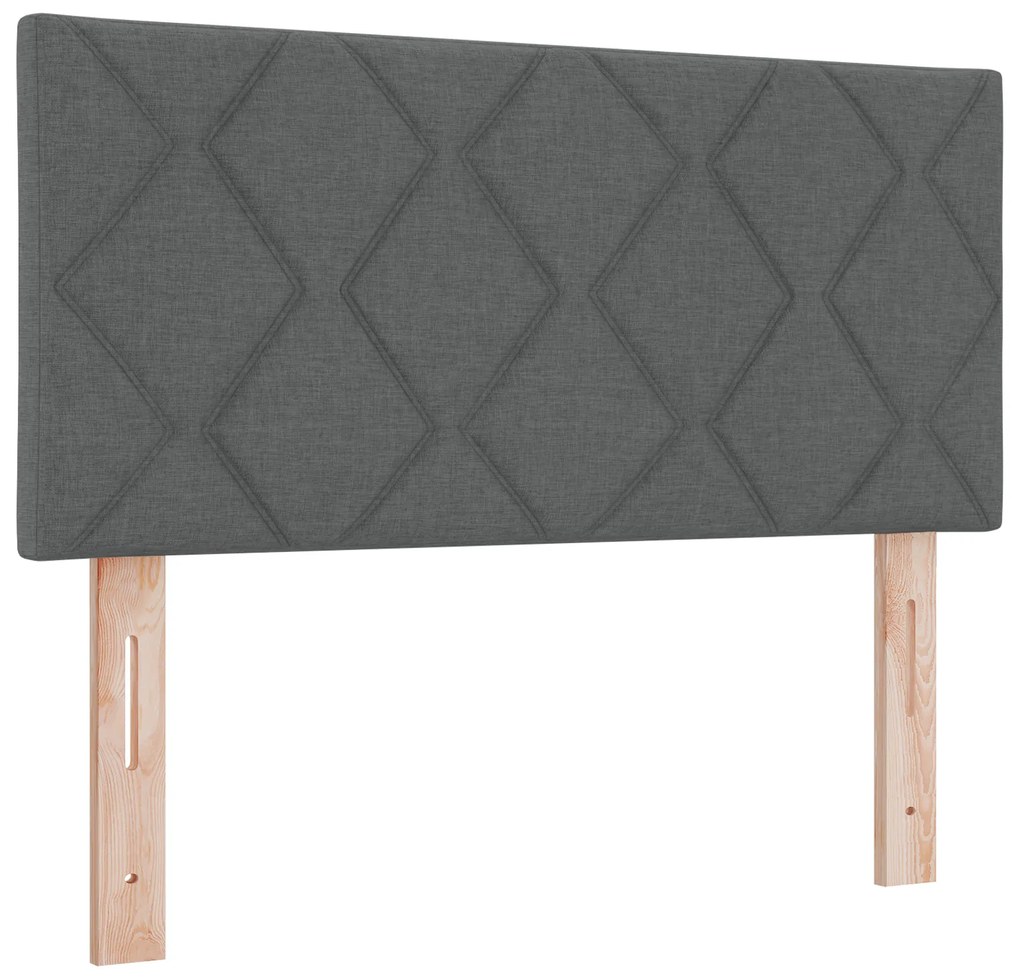 Cama Box Spring com Colchão e LED Cinza Escuro 120x200 cm Tecido