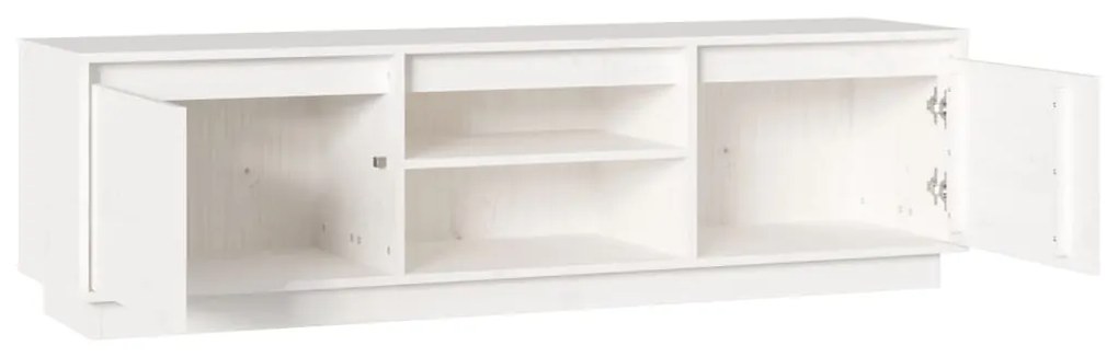 Móvel de TV 140x35x40 cm madeira de pinho maciça branco