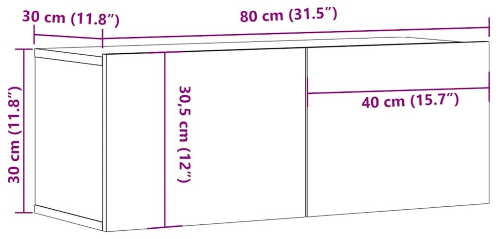 Móveis TV 2pcs 80x30x30cm derivados de madeira branco brilhante