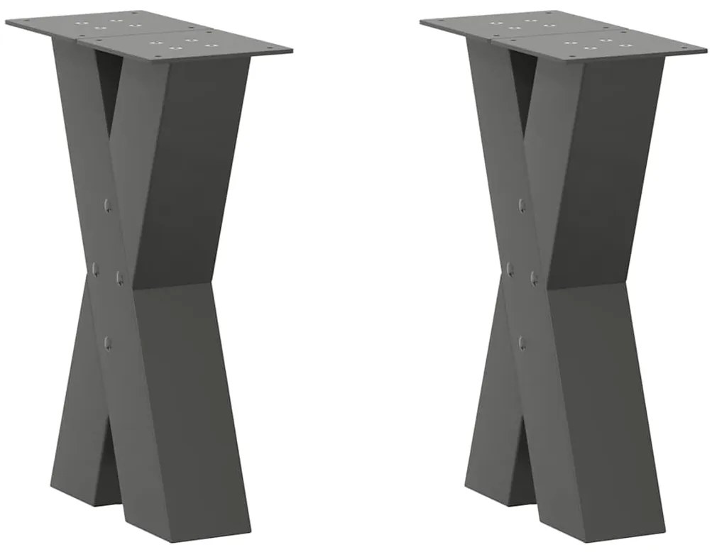 vidaXL Pés para mesa de centro em formato de X, 2 peças, antracite, 38x(42-43) cm, aço