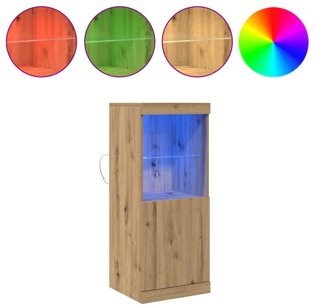 Buffet vidaXL com Luzes LED Carvalho Artesanal 41x37x100 cm