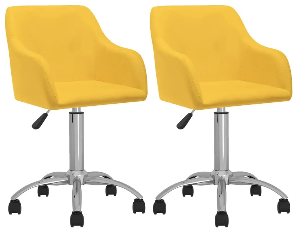 vidaXL Cadeiras de jantar giratórias 2 pcs tecido amarelo