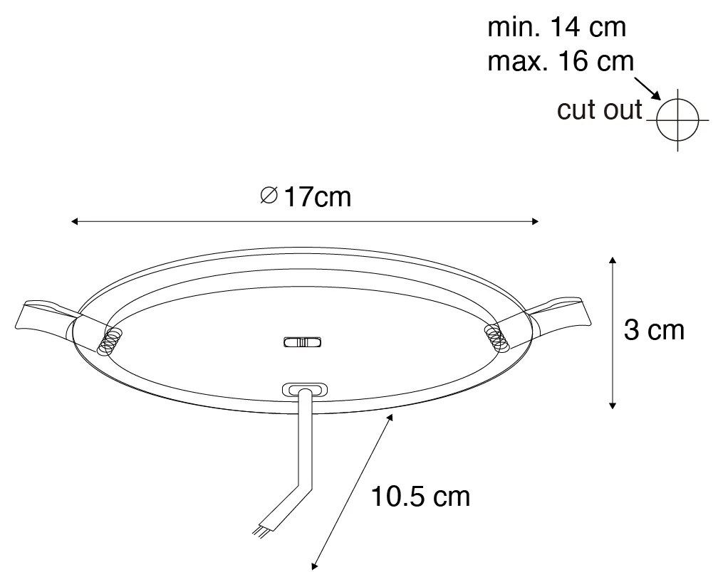 Foco embutido branco 17 cm com LED regulável em Kelvin em 3 etapas - Stephanie Moderno