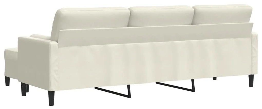 Sofá de 3 lugares com apoio de pés 210 cm veludo cor creme