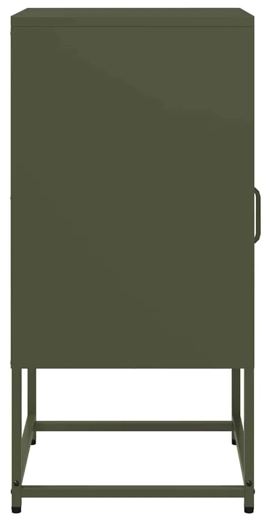 Mesa de cabeceira 36x39x78cm aço laminado a frio verde-azeitona
