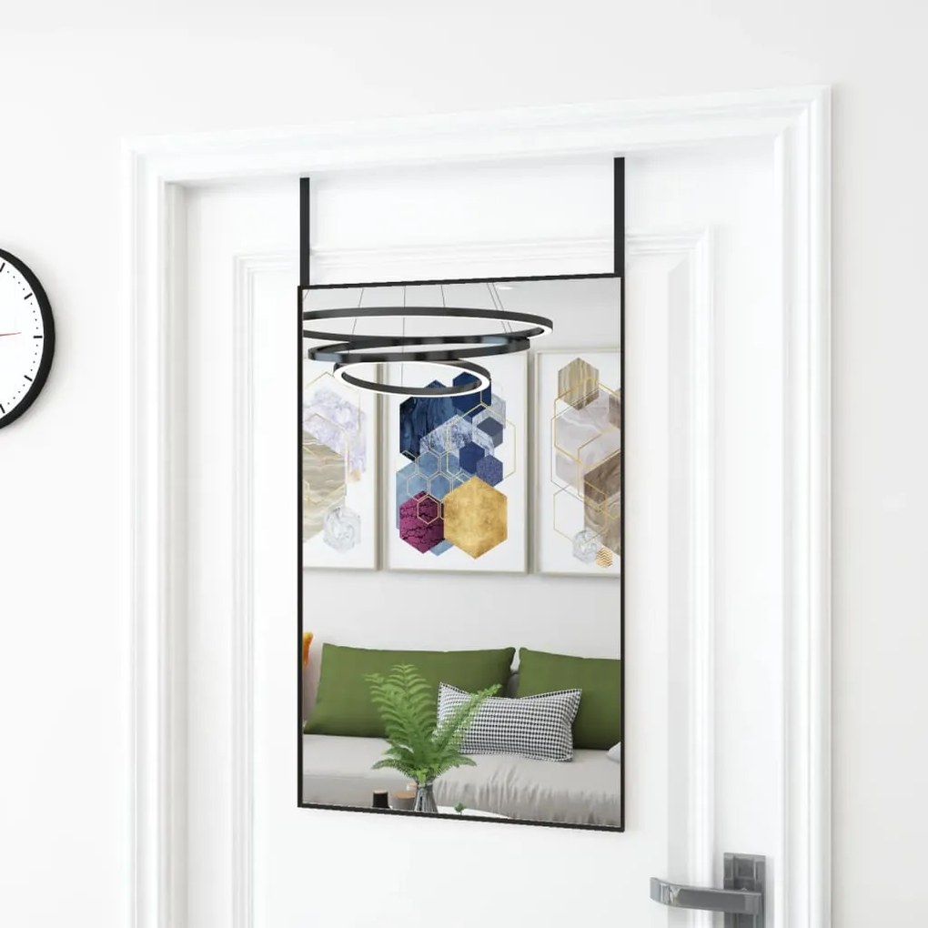 vidaXL Espelho para porta 50x80 cm vidro e alumínio preto